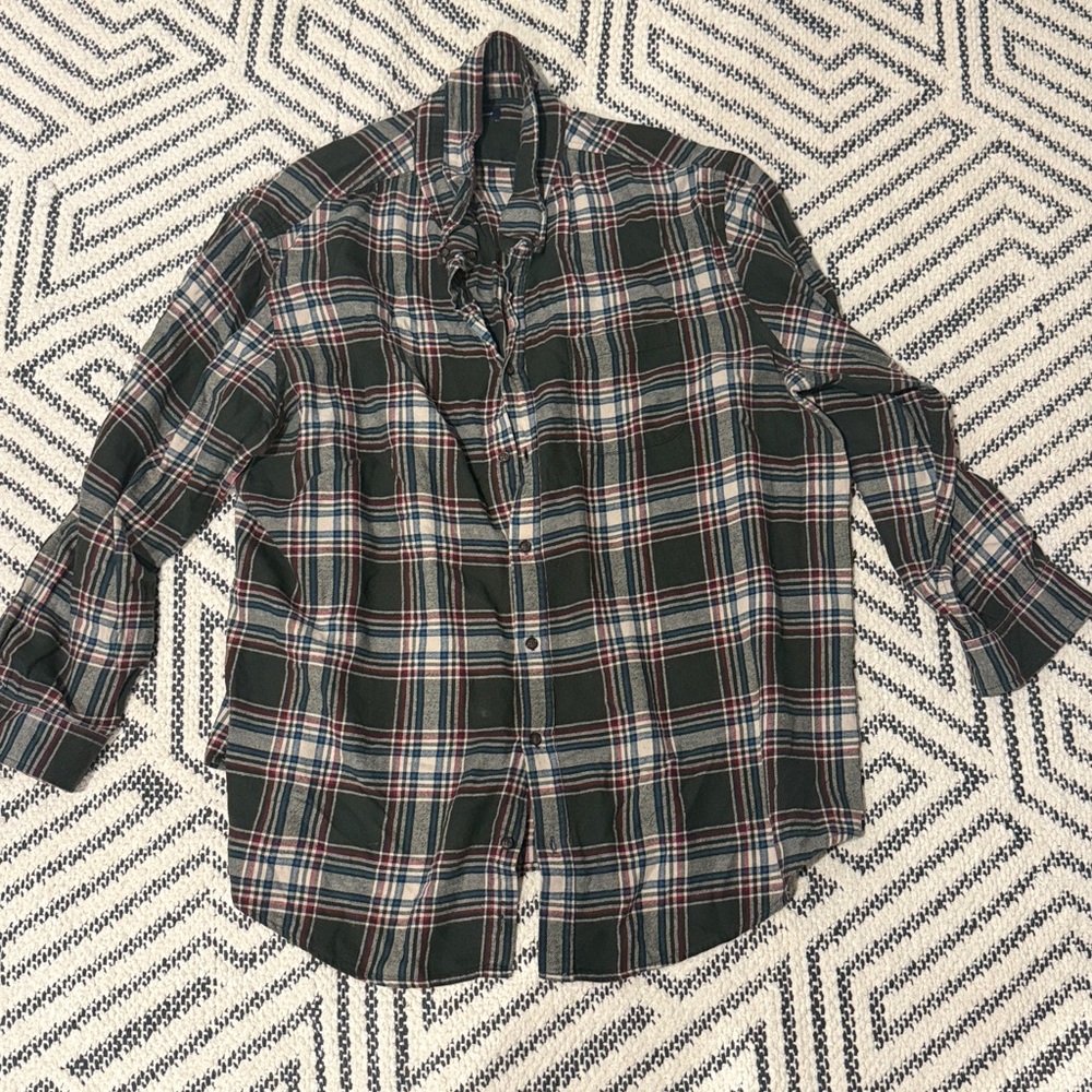 Croft & Barrow Green Plaid Casual Button Down Shirt